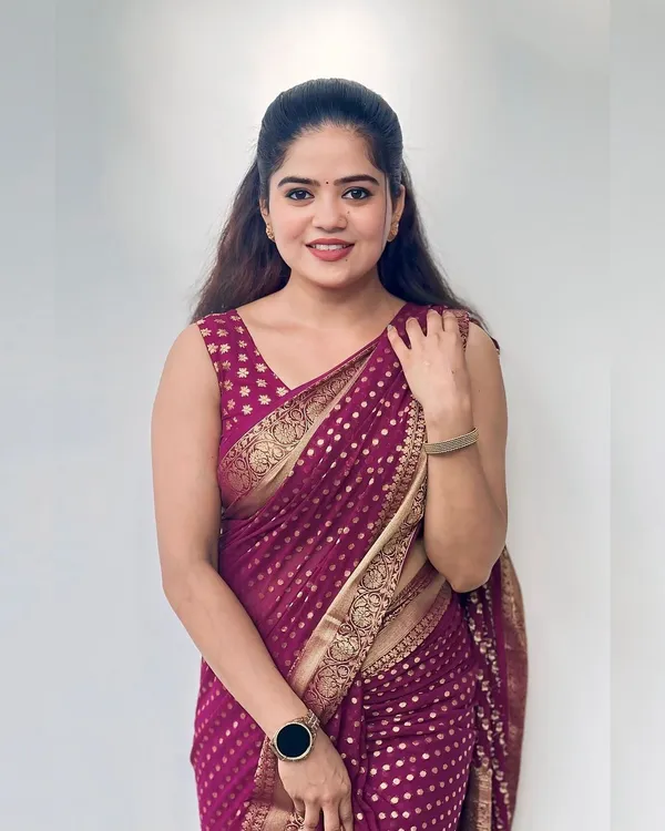Maroon Lichi Silk Jacquard Saree with Rich Pallu