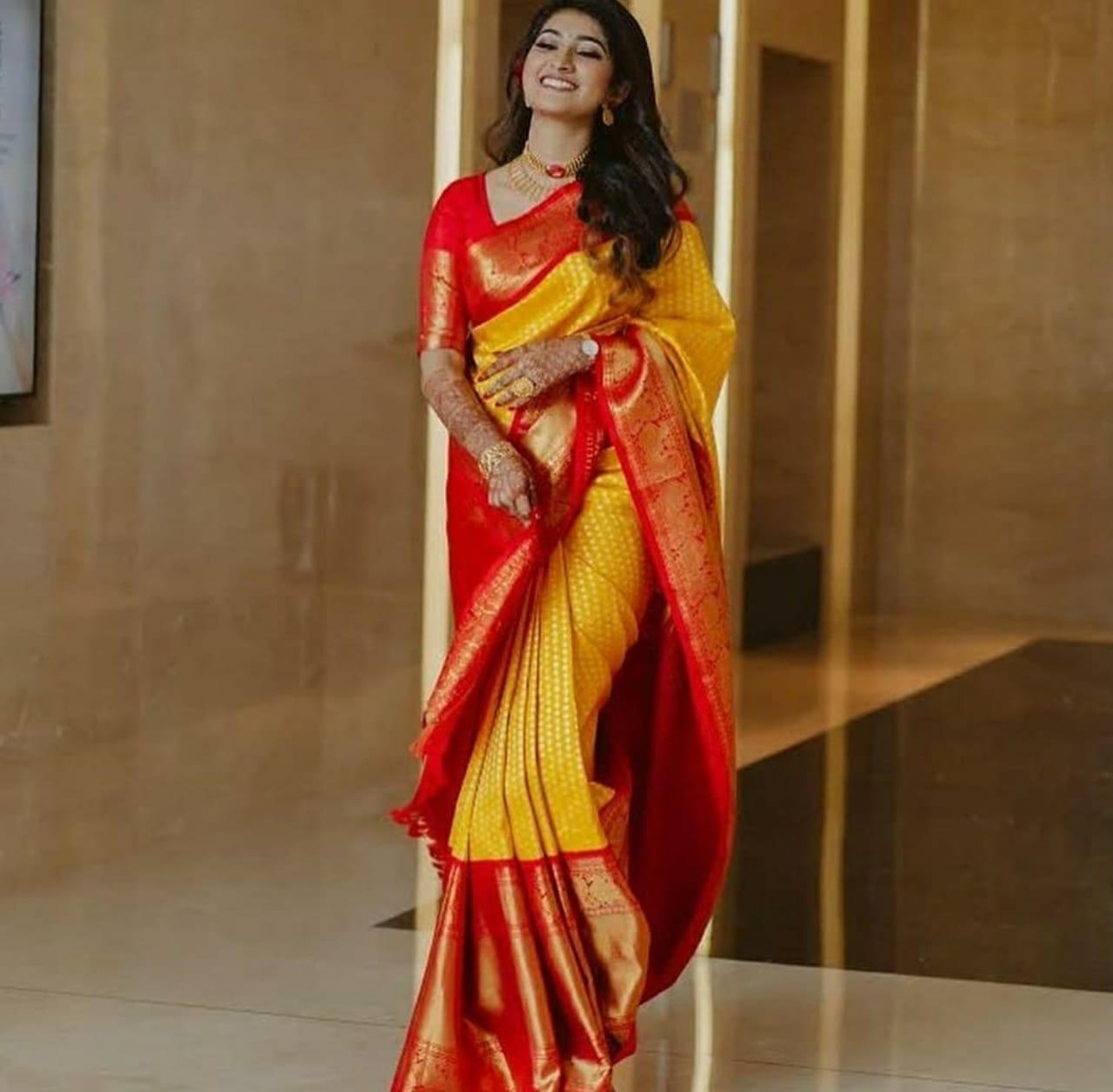 Red lichi silk saree for wedding
