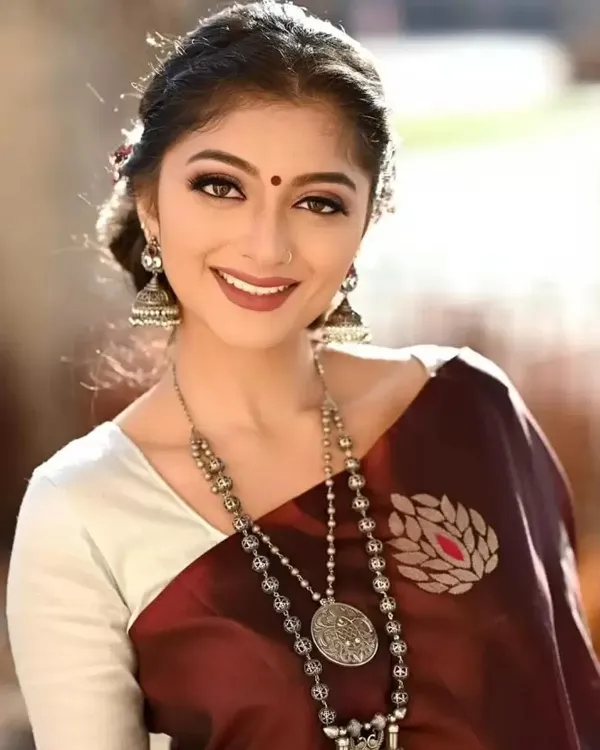 Maroon Soft Lichi Silk Saree with Silver Zari & Jacquard Border