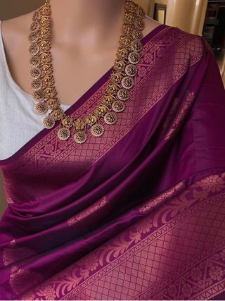Wine Banarasi Silk Saree With Rich Zari Border Work