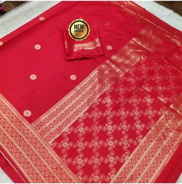 Red Banarasi Silk Saree With Elegant Zari Borde