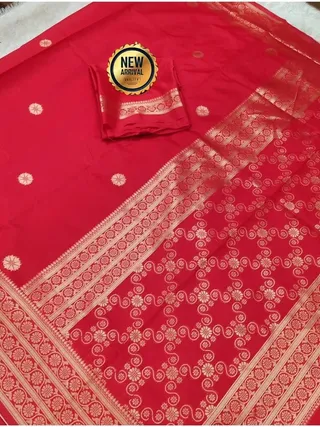 Red Banarasi Silk Saree with Elegant Zari Borde