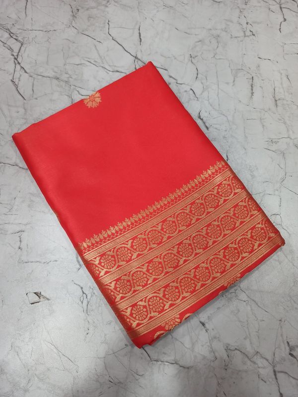 Red Banarasi Silk Saree With Elegant Zari Borde