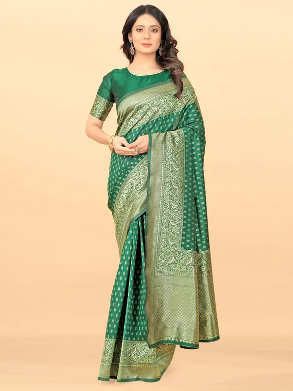 Premium Green Silk Saree with Traditional Zari Work