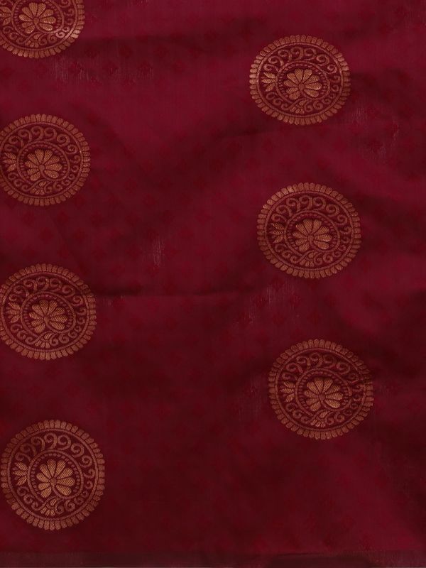 Maroon Banarasi Soft Silk Saree with Classic Zari Motifs