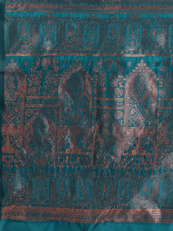 Teal Banarasi Silk Saree with Rich Zari Woven Pallu