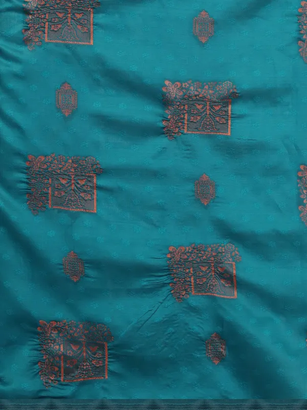 Teal Banarasi Silk Saree with Rich Zari Woven Pallu