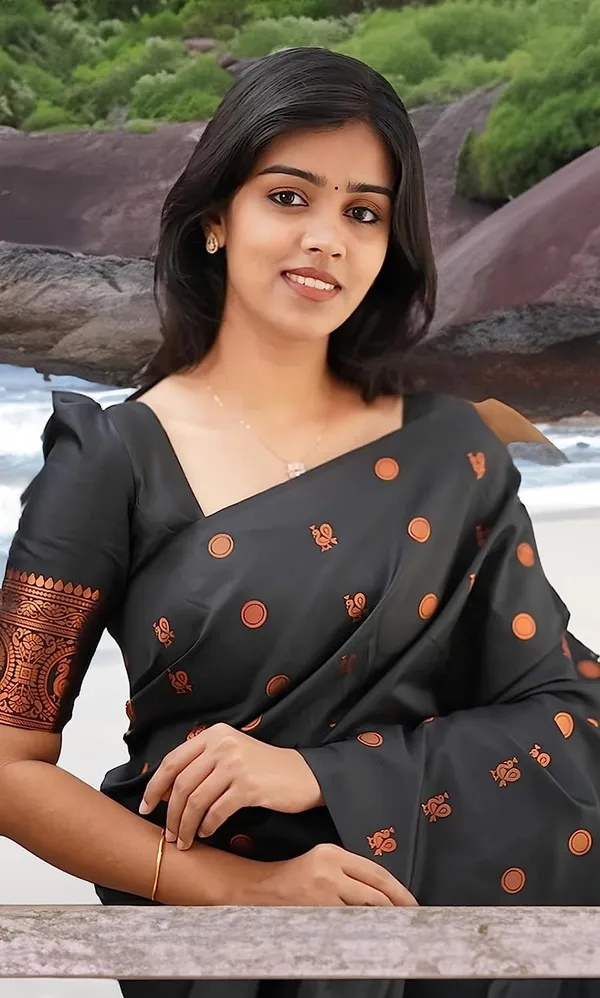 Premium Black Soft Silk Saree with Traditional Zari Work