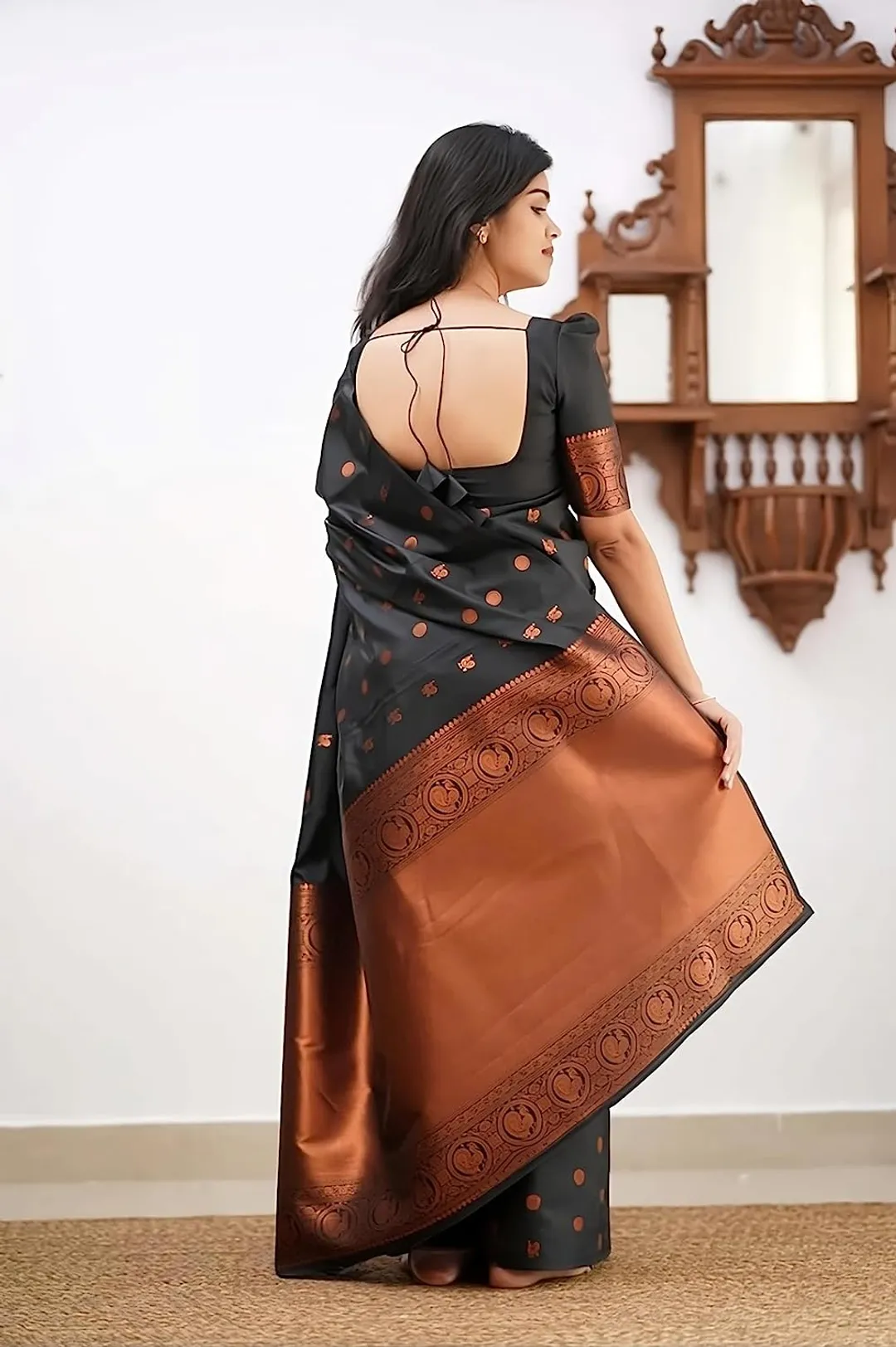 Premium Black Soft Silk Saree with Traditional Zari Work