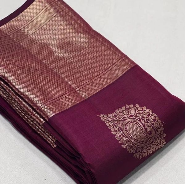 Wine Zari Banarasi Soft Silk Saree Online India