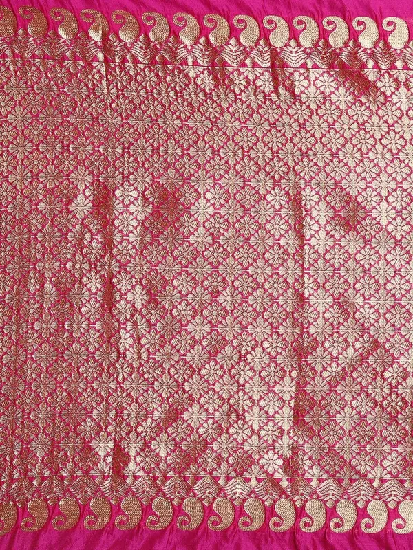Rani Pink Soft Silk Saree with Traditional Zari Motifs