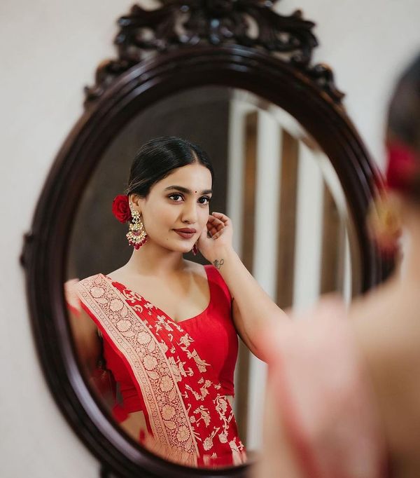 Red Banarasi Soft Silk Saree with Traditional Zari Work