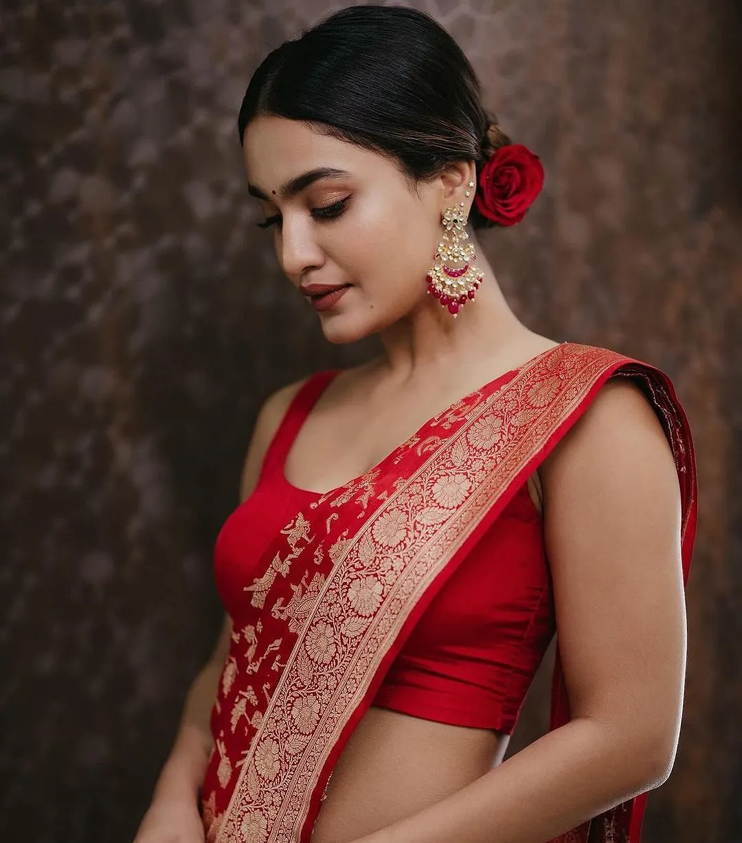 Red Banarasi Soft Silk Saree with Traditional Zari Work