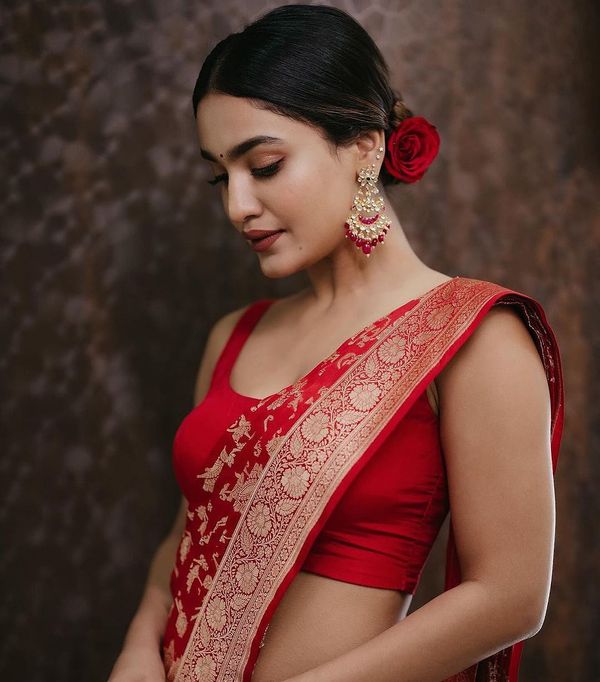 Red Banarasi Soft Silk Saree with Traditional Zari Work
