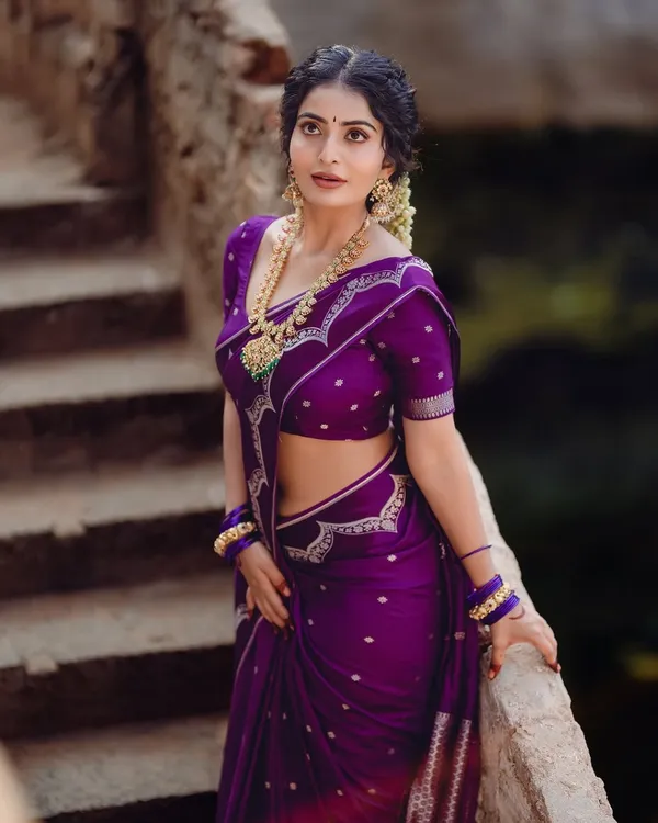 Classic Purple Banarasi Saree with Elegant Border Design