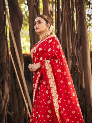 Royal Red Silk Saree with Golden Zari Heritage Weave