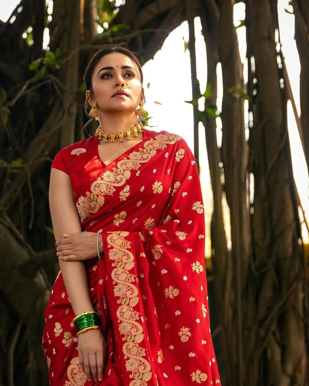 Royal Red Silk Saree with Golden Zari Heritage Weave
