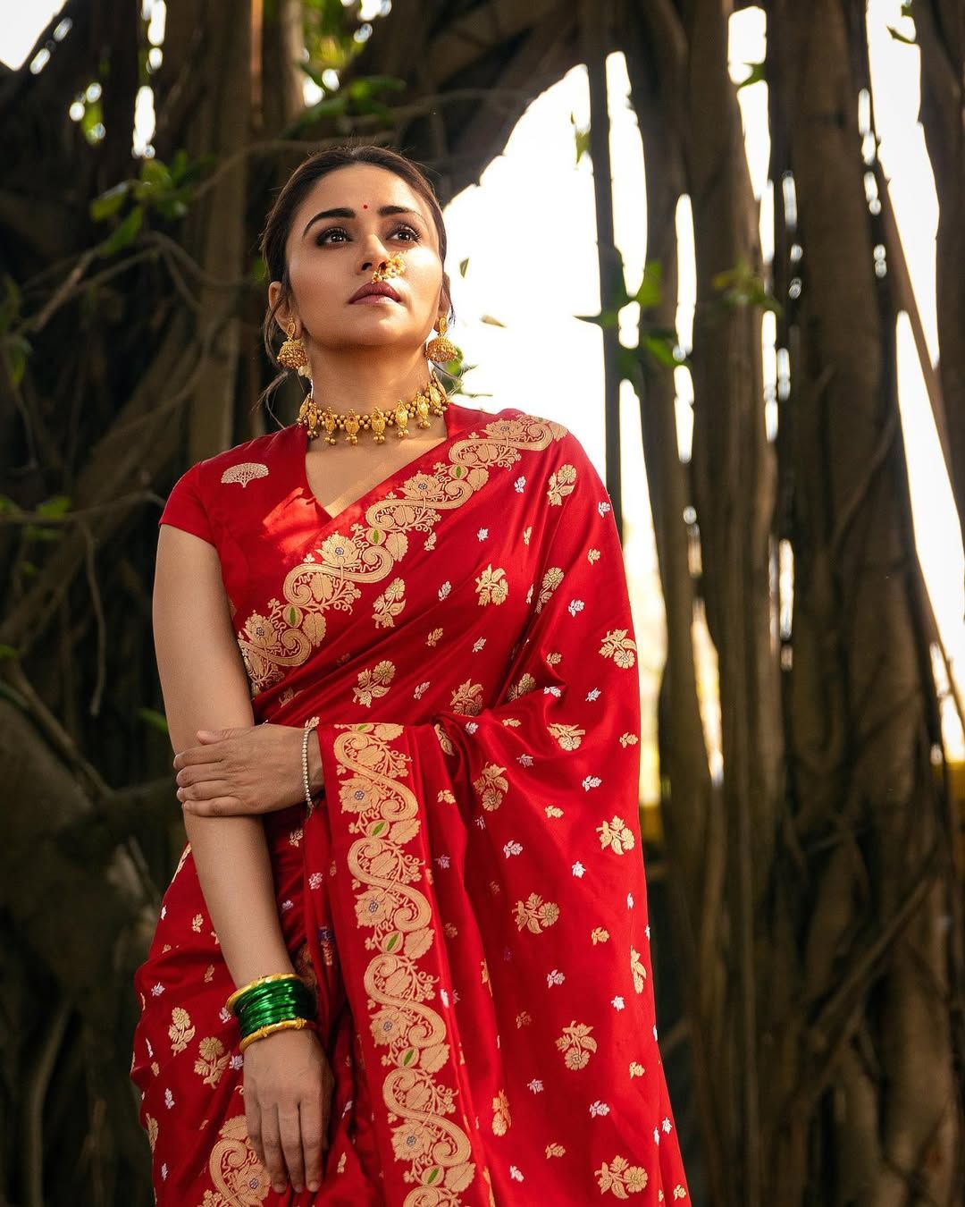 Royal Red Silk Saree with Golden Zari Heritage Weave