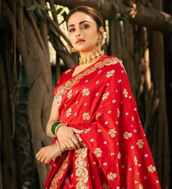Royal Red Silk Saree with Golden Zari Heritage Weave