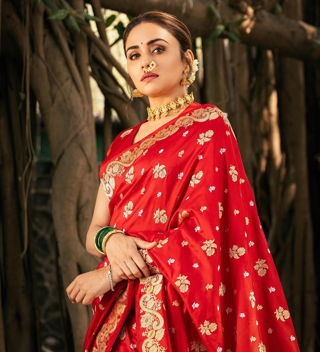 Royal Red Silk Saree with Golden Zari Heritage Weave