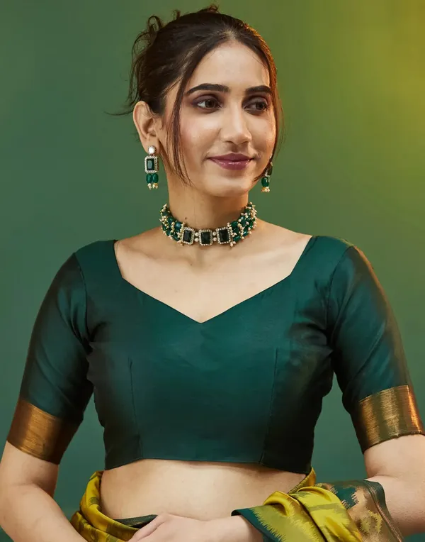 Royal Mustard Green Banarasi Silk Saree with Rich Zari Glow