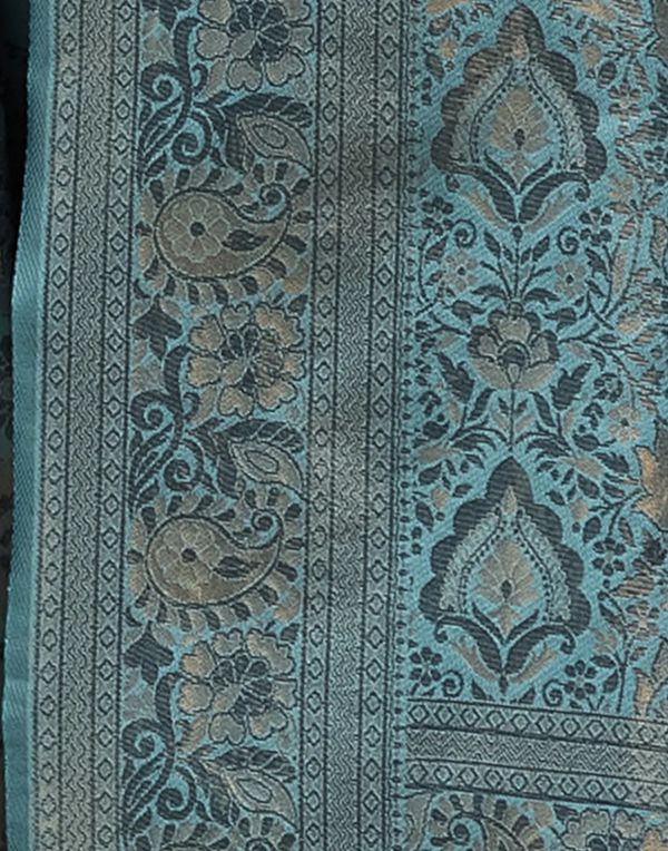 Sky Blue Banarasi Silk Saree with Elegant Zari Weave