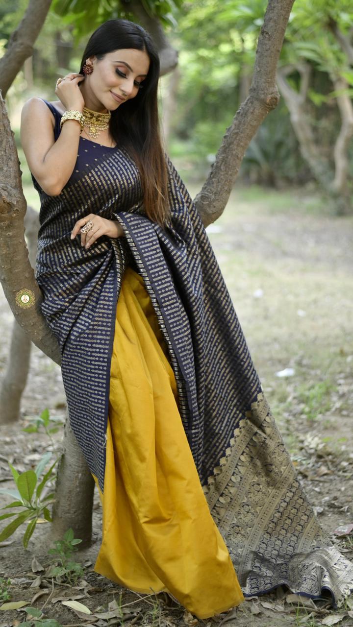Black soft silk saree