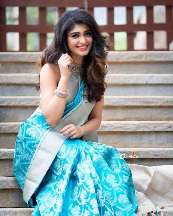 Teal Silk Saree with Silver Zari and Contrast Border