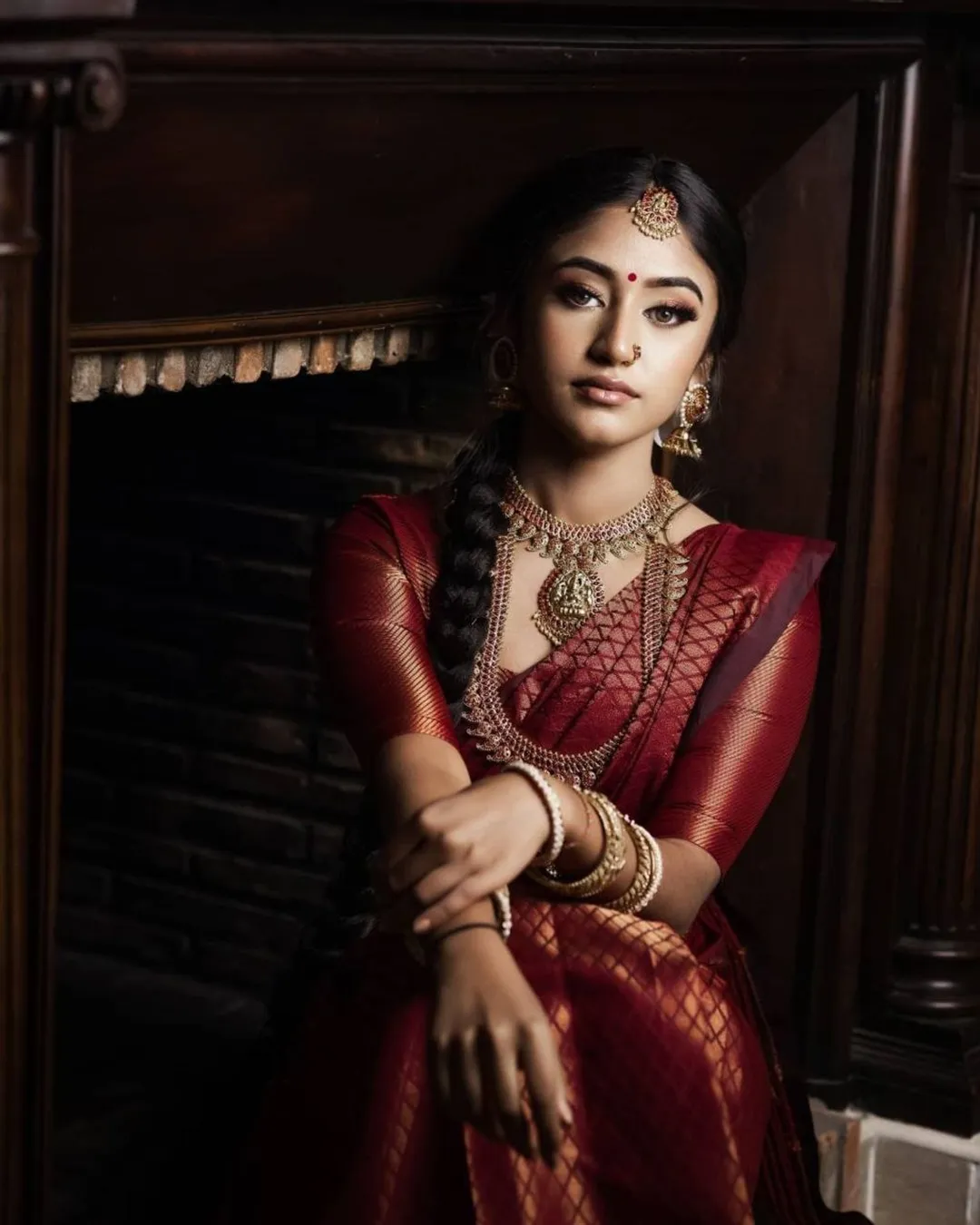 Maroon Banarasi Soft Silk Saree with Zari Design
