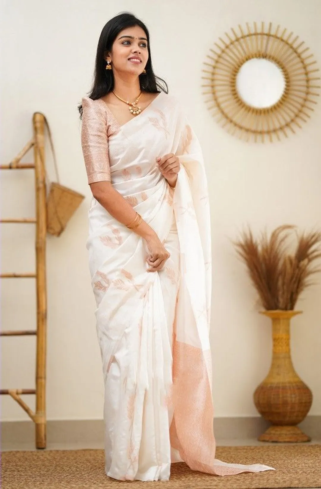 Elegant Cream Silk Saree with Minimal Zari Work
