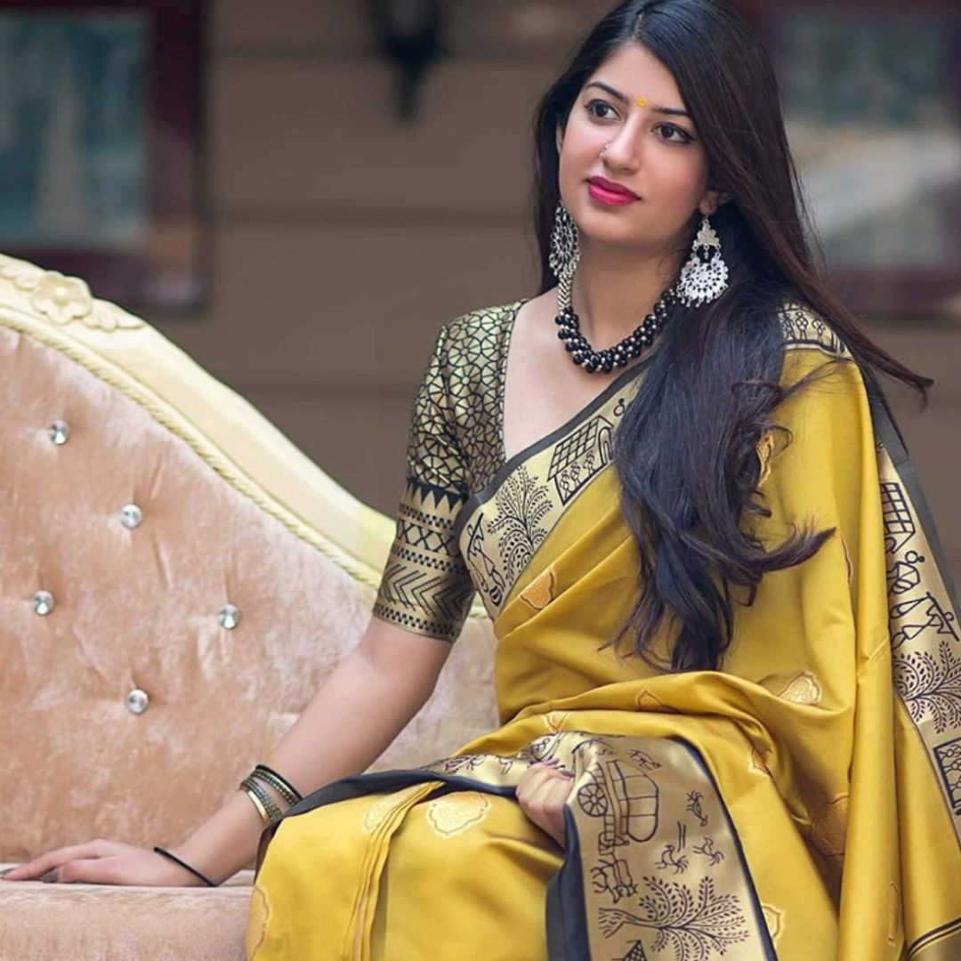 Heritage Mustard Jacquard Silk Saree
