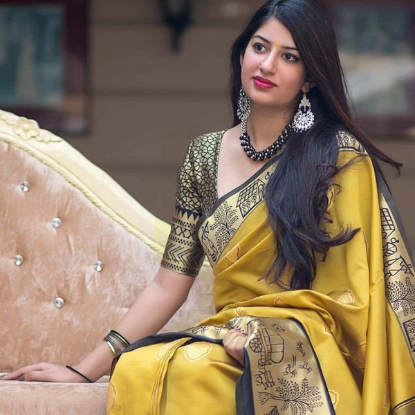 Heritage Mustard Jacquard Silk Saree