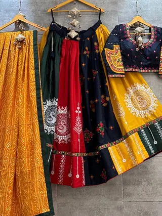 Stylish Multicolor Butter Silk Lehenga Choli Set