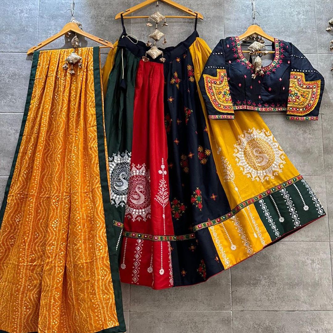 Stylish Multicolor Butter Silk Lehenga Choli Set