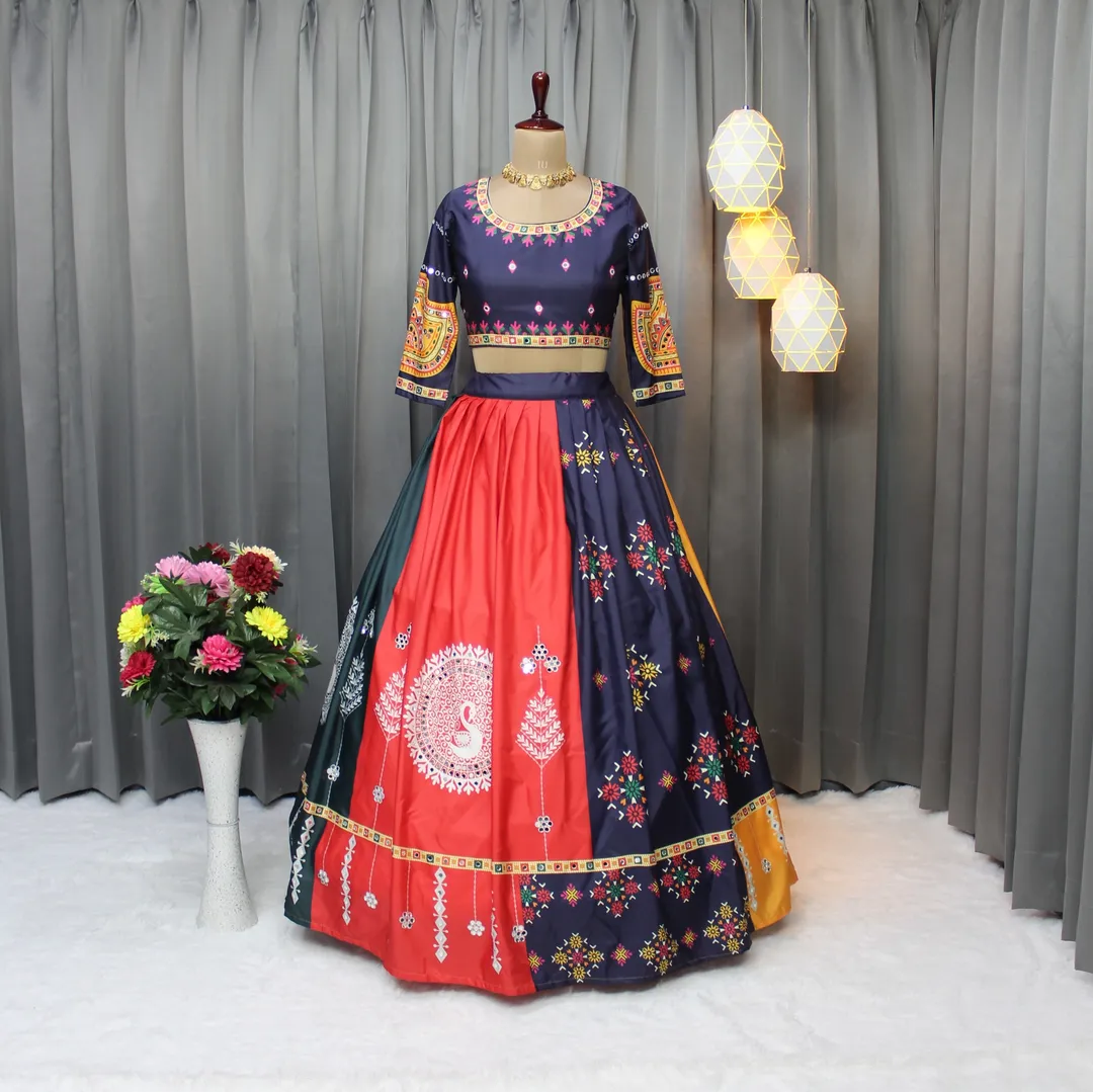 Stylish Multicolor Butter Silk Lehenga Choli Set