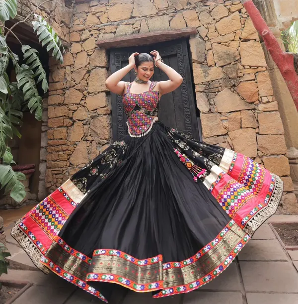 Designer Black Garba Lehenga Choli for Festive Season