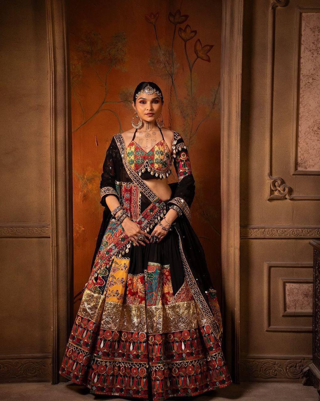 Black cotton lehenga for navratri