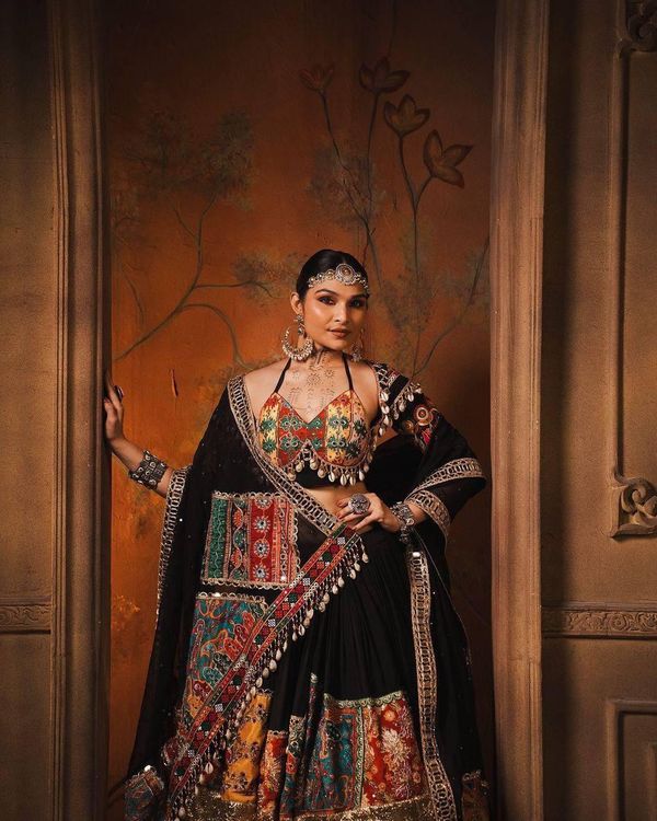 Premium Black Muslin Cotton Lehenga Choli Set