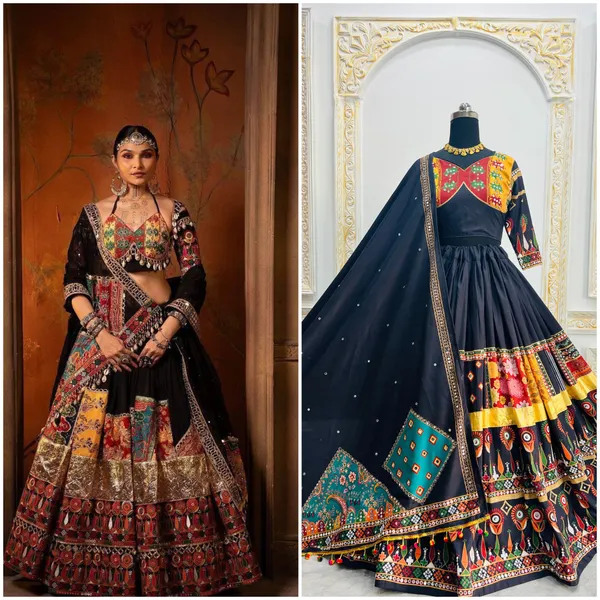 Premium Black Muslin Cotton Lehenga Choli Set
