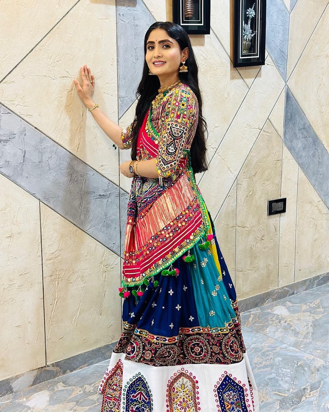 Festive Multicolor Muslin Cotton Lehenga Choli Set