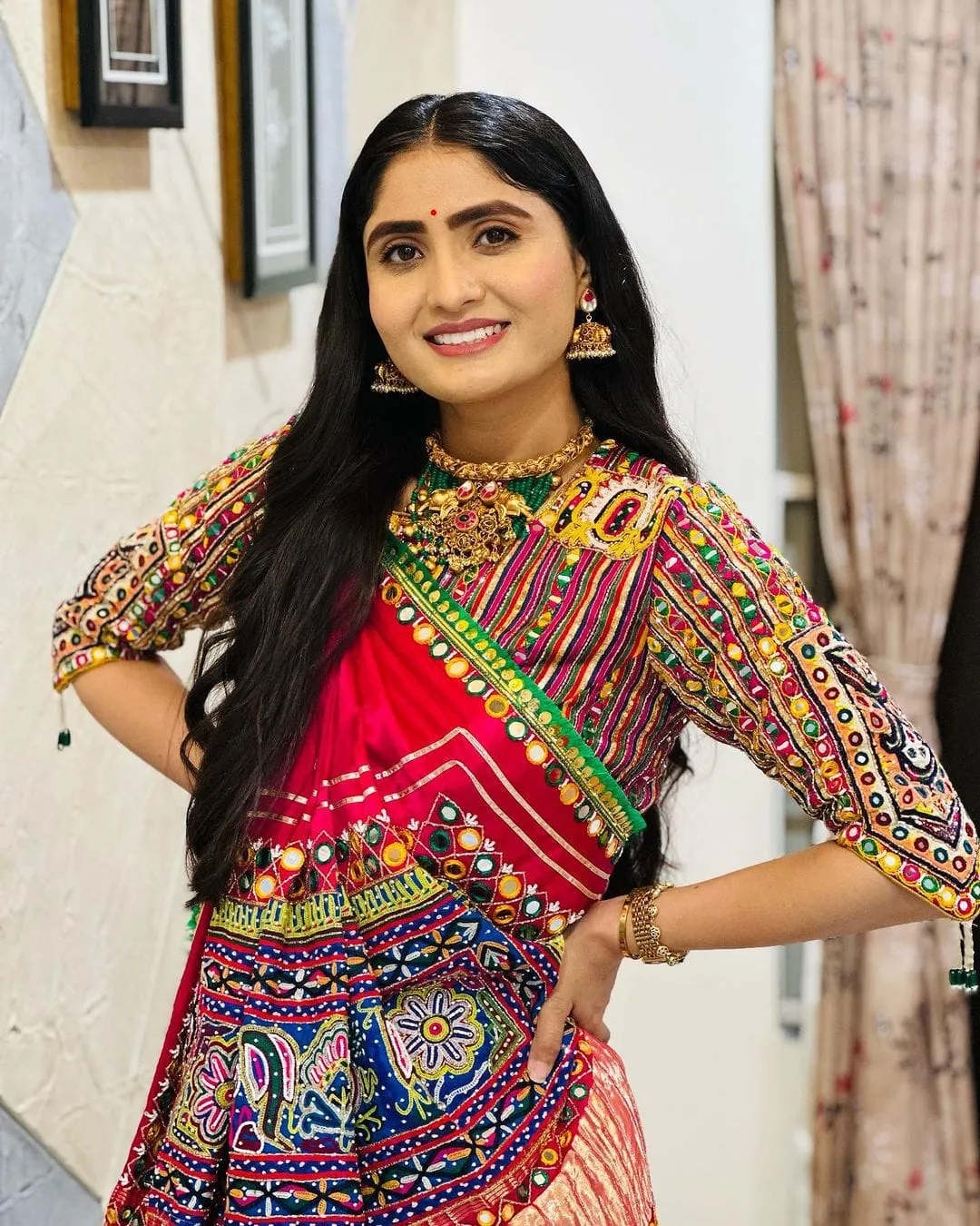 Festive Multicolor Muslin Cotton Lehenga Choli Set
