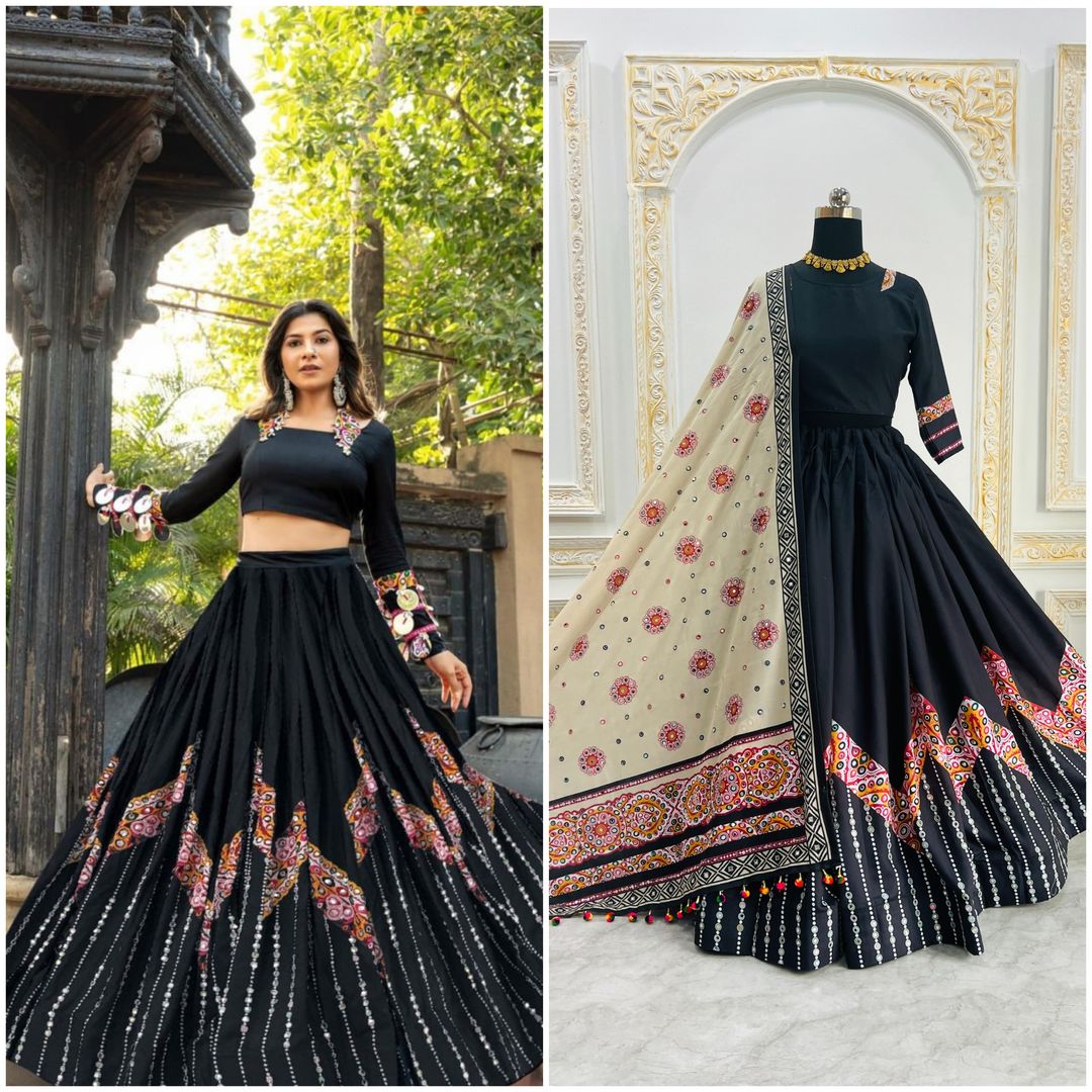 Black Wedding & Festive Wear Designer Lehenga