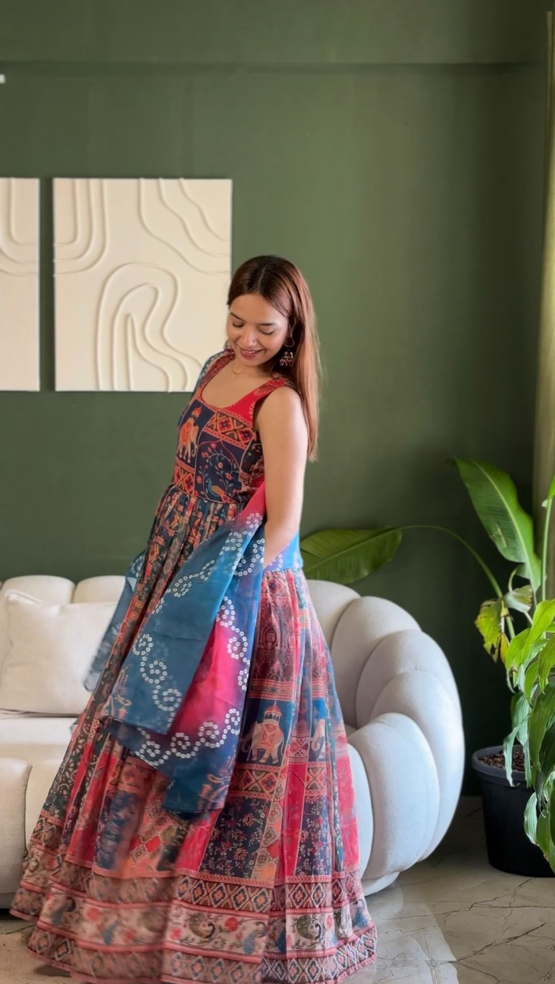 Royal Patola Printed Designer Gown with Elegant Dupatta