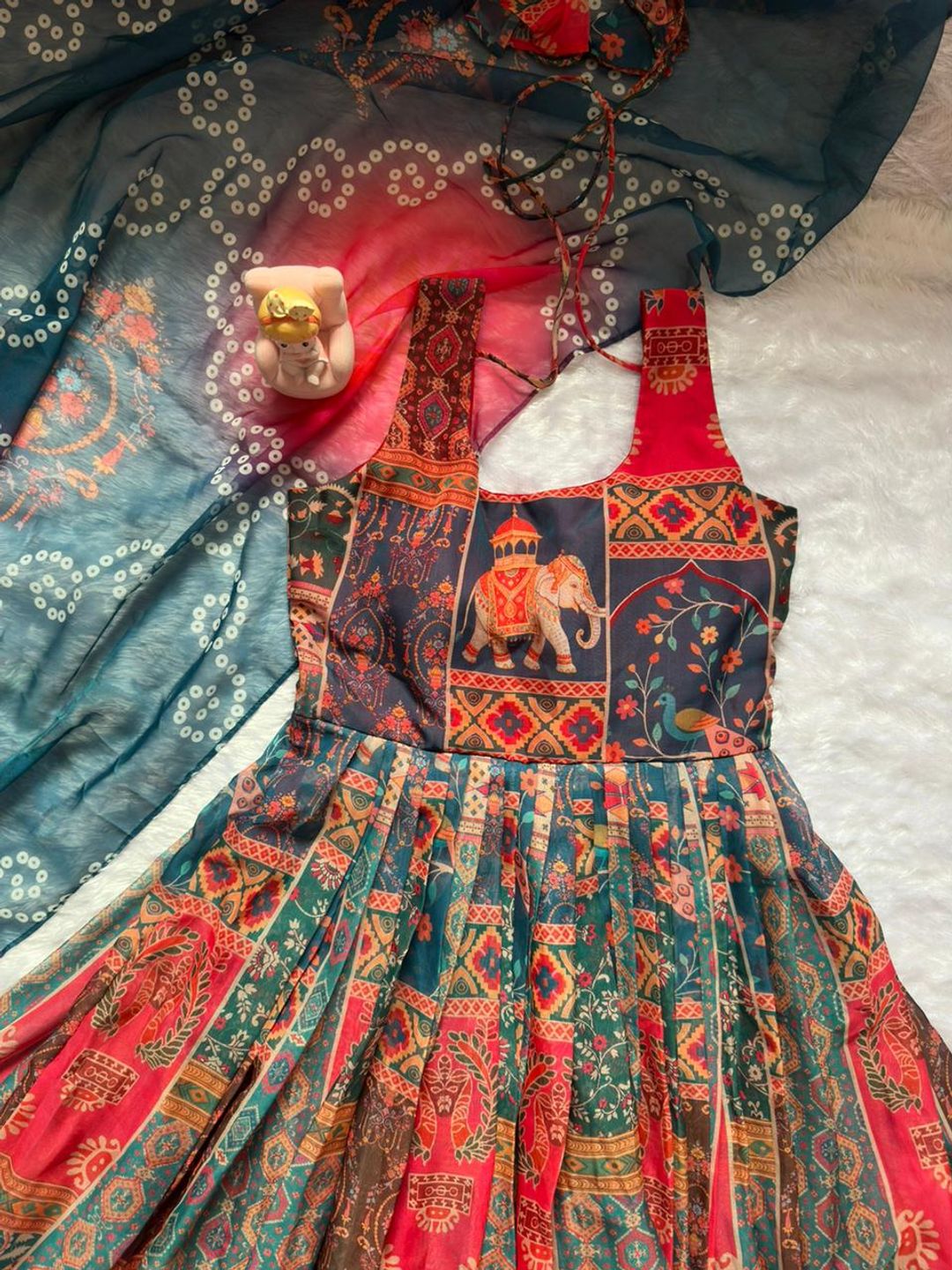 Royal Patola Printed Designer Gown with Elegant Dupatta