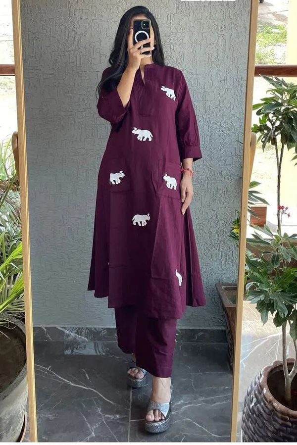 Premium Rayon Elephant Design Kurti Set Women