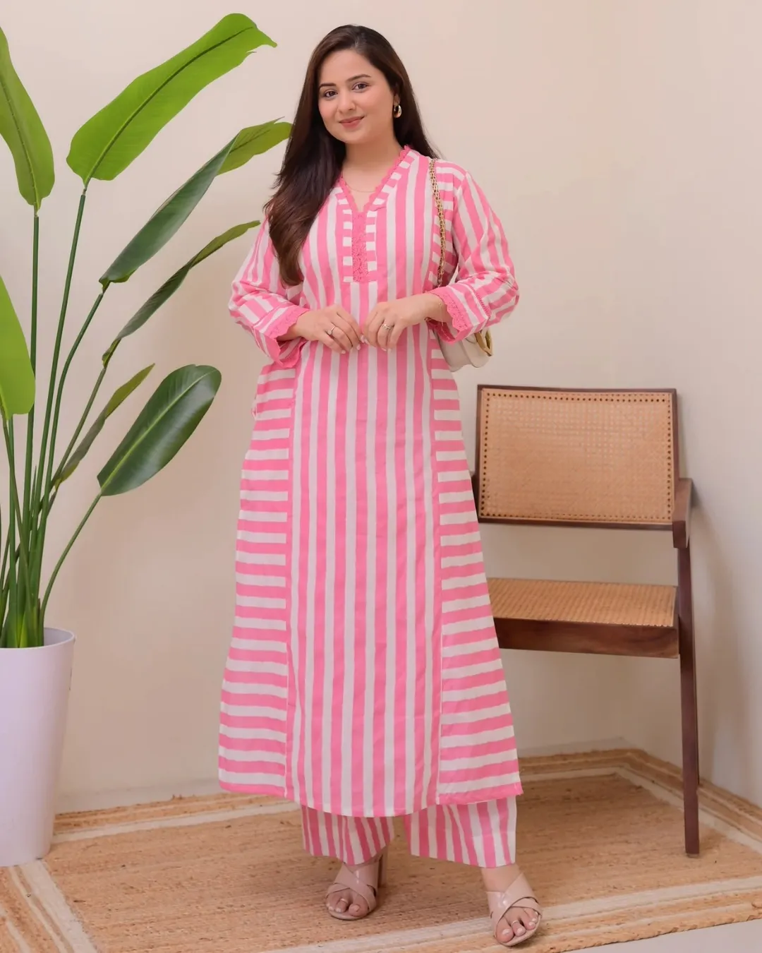 Elegant Lilac Straight Kurta with Palazzo Set