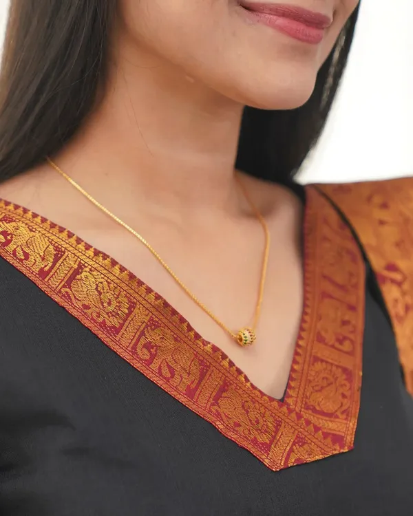 Black Heritage Weave Kurti Dupatta Set