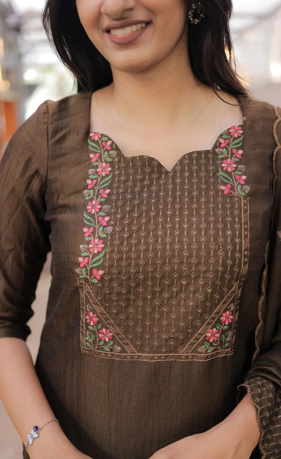 Premium Brown Cotton Kurta Set with Chanderi Dupatta
