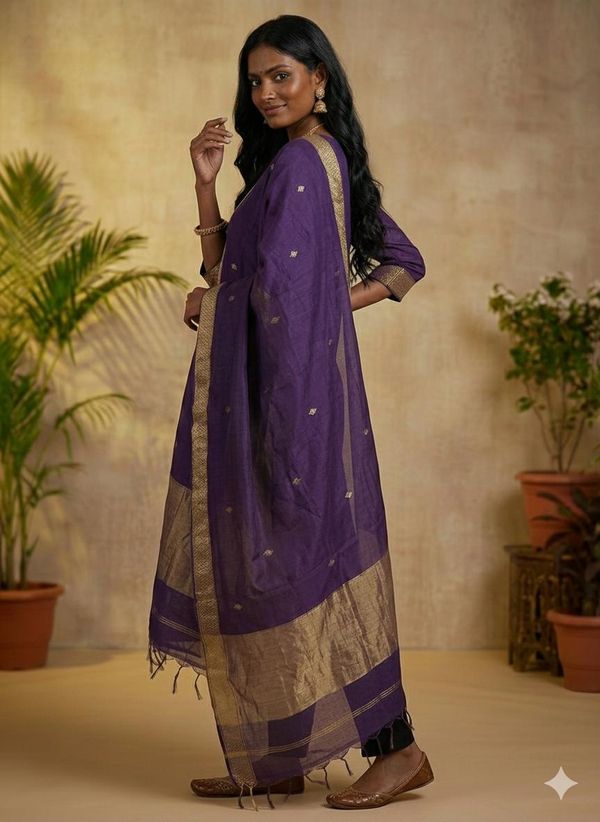 Stylish Violet Ethnic Kurta Dupatta Set for Festive Wear