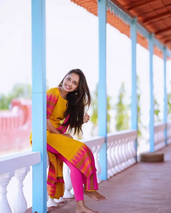 Classic Yellow Cotton Kurti Set with Woven Dupatta